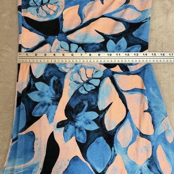 NEW ASOS DESIGN Strapless Maxi Dress Womens 12 Blue Tropical Floral Sundress - Picture 7 of 9
